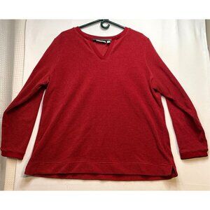 D & Co Essentials fleece sweater mens large  v neck soft long sleeve red